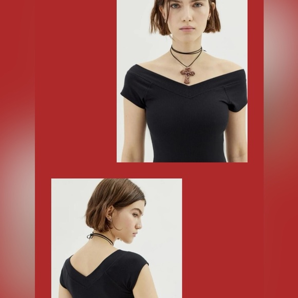 NWOT BDG Black Double Vee Ribbed Tee - Size Small - Picture 7 of 9